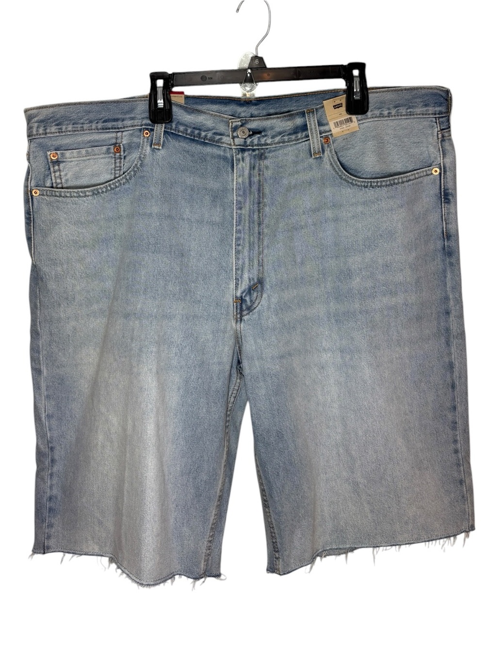 New Levi's 469 Loose Fit Denim Shorts Big & Tall Size 54 Light Wash NWT Raw Hem